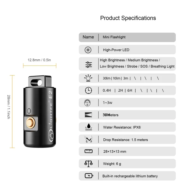 

Мини-фонарик из алюминиевого сплава, перезаряжаемый светодиодный брелок высокой мощности для кемпинга и пешего туризма с ожерельем
