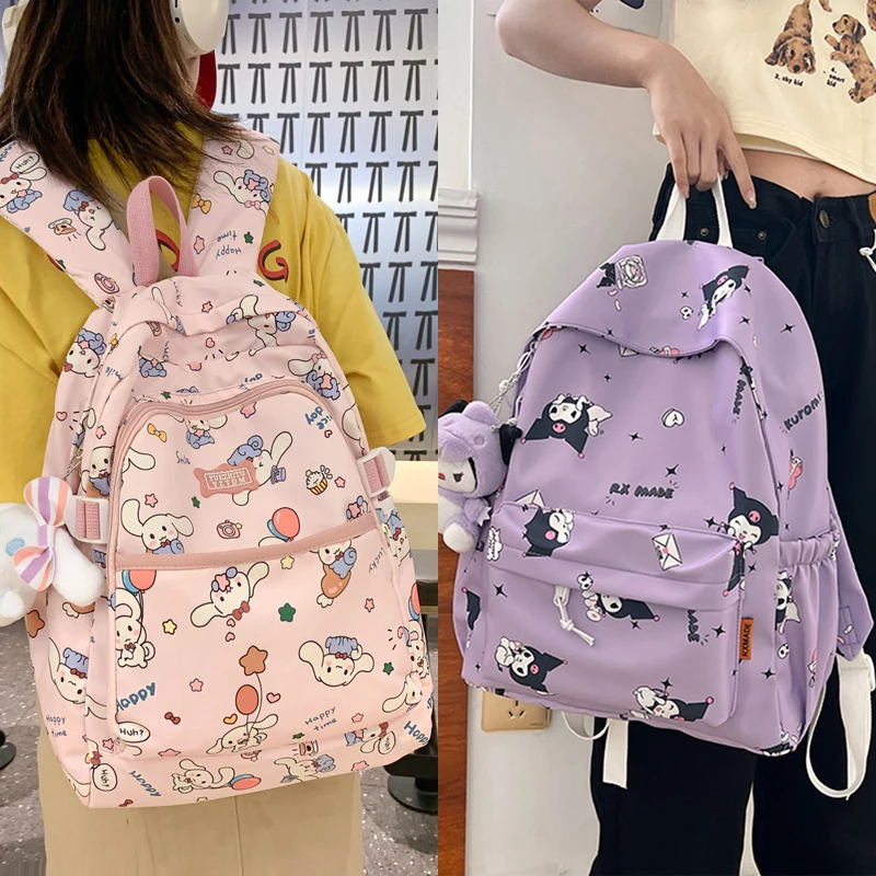 

Sanrios Cinnamoroll Kuromi Pochacco Cartoon Waterproof Backpacks Girls Boy schoolbag large capacity Travel Rucksacks Present