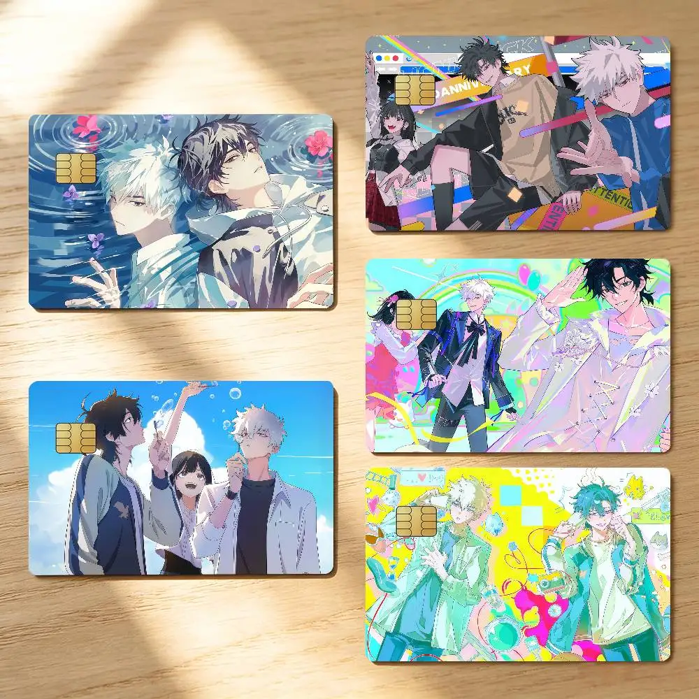 Anime Link Click Credit Skin Cover Card Stickers 4PCS Film Bus Pass Front Decoration Bank Debit Waterproof