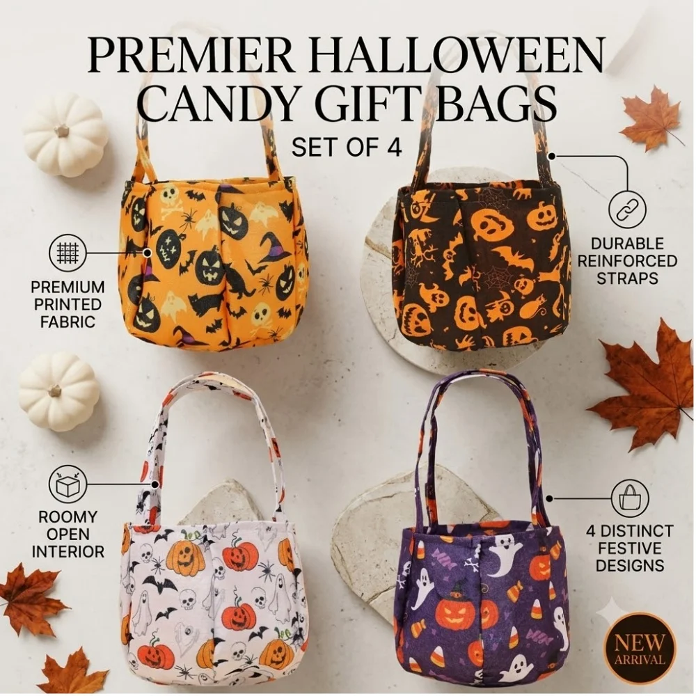 Halloween Candy Bag Trick Or Treat Portable Handbag Snack Holder Kids Favor Gift Pouch Party Decor Supply