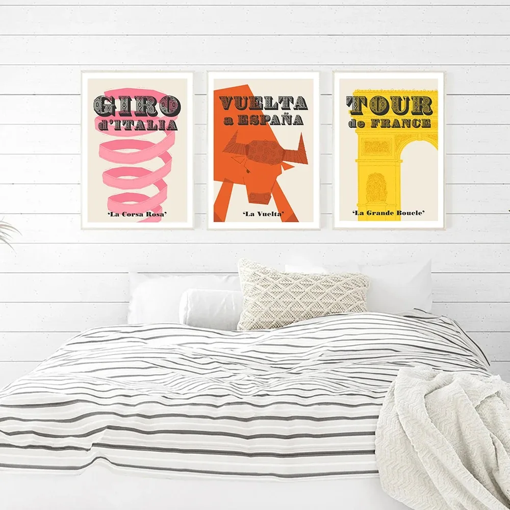 Grand Tour Cycling Sports Posters Art Prints Tour De France Giro Canvas Painting Modern Retro Wall Pictures Gym Boy Room Decor