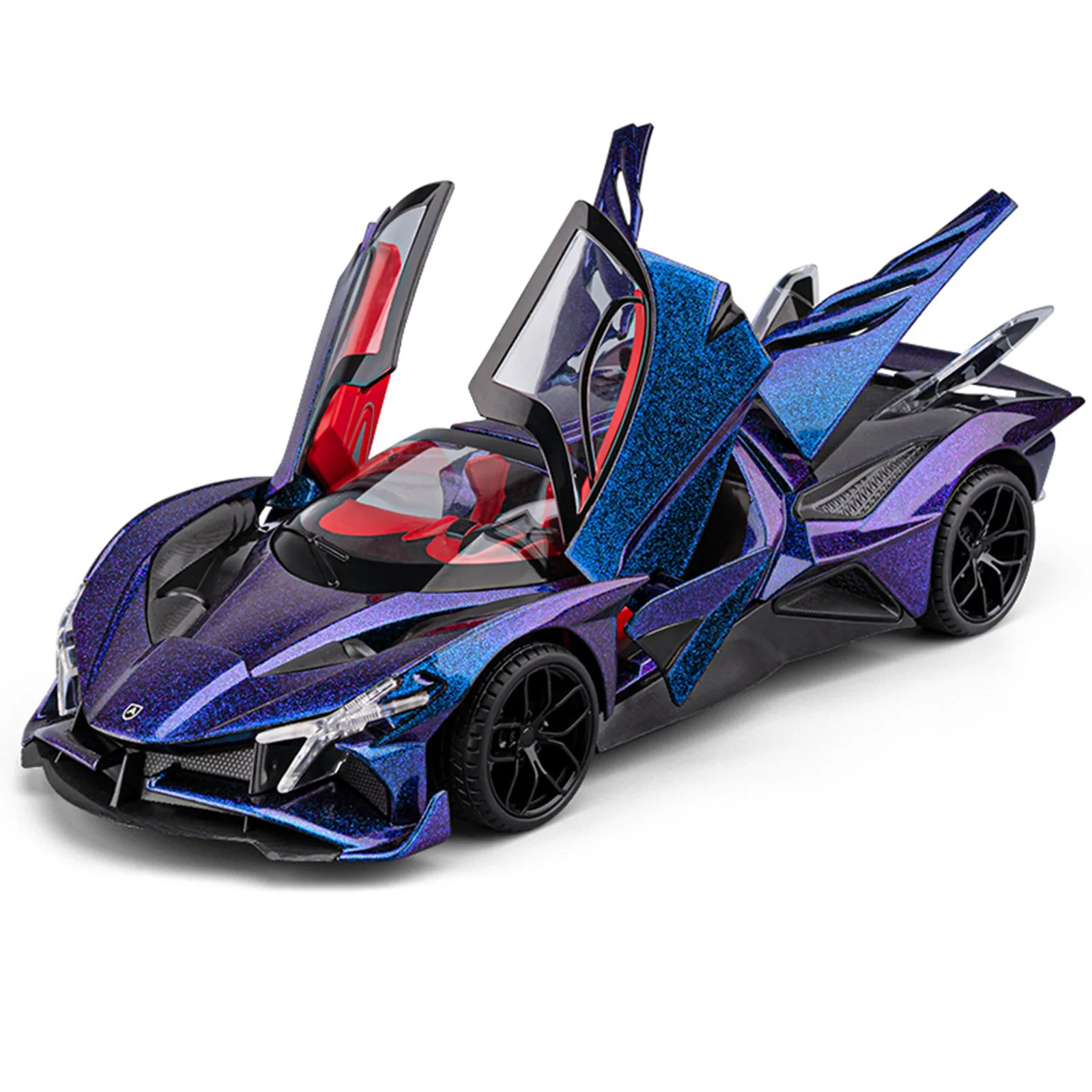 1:18 EVO Supercar Modello in scala in lega di auto Diecast in metallo Veicolo Suono e luce Giocattolo da collezione per bambini Regali