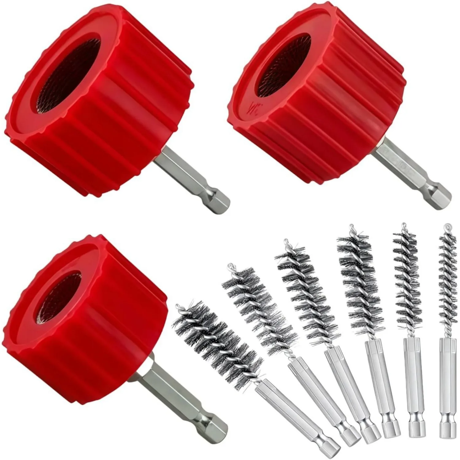 Heavy Duty Copper Pipe Cleaner Bore Brush Kit Copper Pipe Cleaner Set for Drill with 1/4