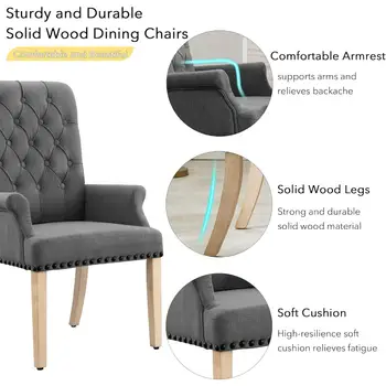 優雅的深灰色簇絨軟墊餐椅,適用於廚房和餐廳 10 最佳銷售 豪華餐椅 - №8