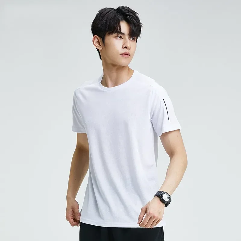 Sleeve Sports T-shirt Short Men Breathable Sweat Absorbent Quick Dry Basketball Clothes Summer Ice Silk Fitness Running Top