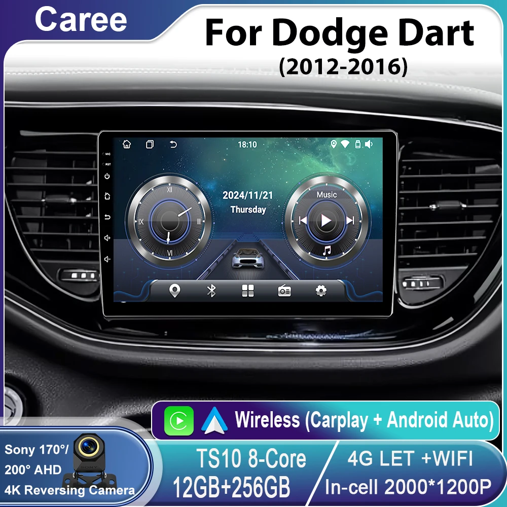 

Wireless Android Auto Carplay For Dodge Dart 2012-2016 Car Multimedia Player 4G Wifi GPS Intelligent System 8 core Touch Display