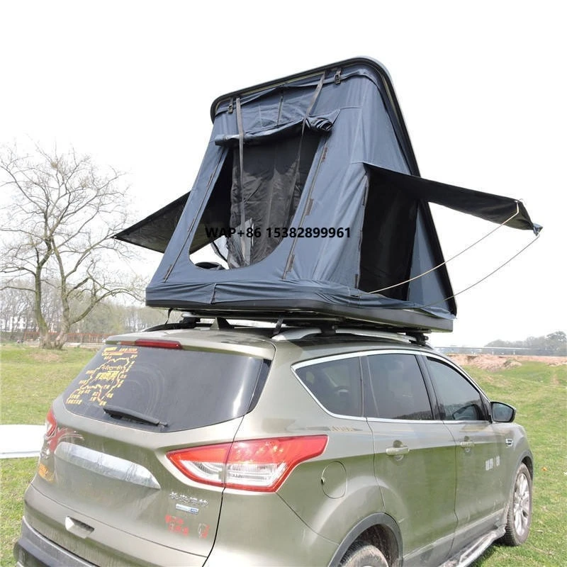Outdoor Folding Diagonal Car Roof Camping Tent Double Ground Cover Tent Abs Aluminium Alloy Triangle Hardshell Roof Top Tents