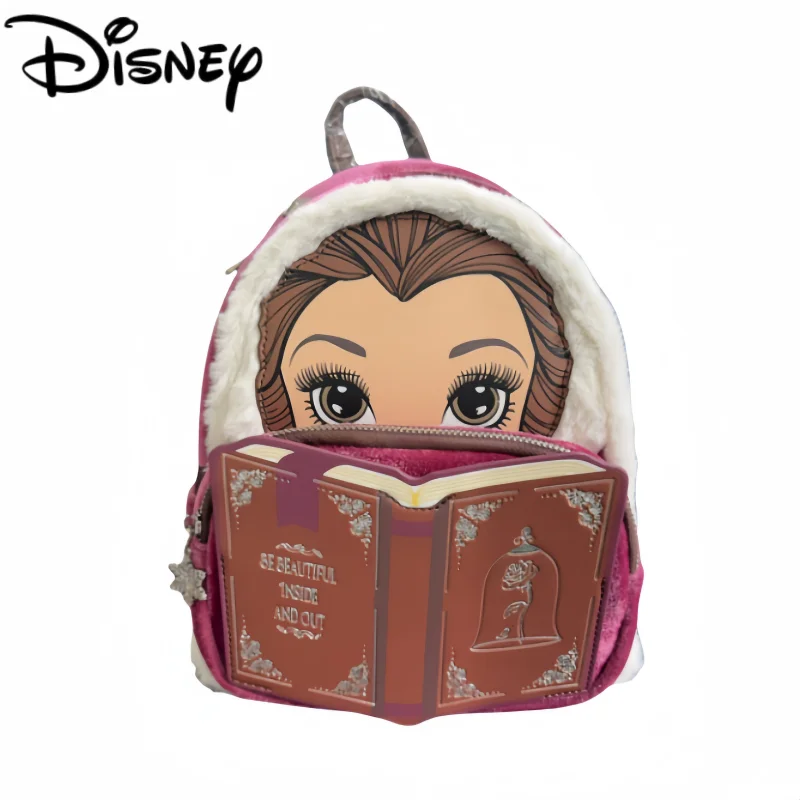 New Loungefly Disney Beauty And The Beast Plush Belle Princess Backpack Students Backpack Cartoons Cute Backpack Girl Xmas Gifts