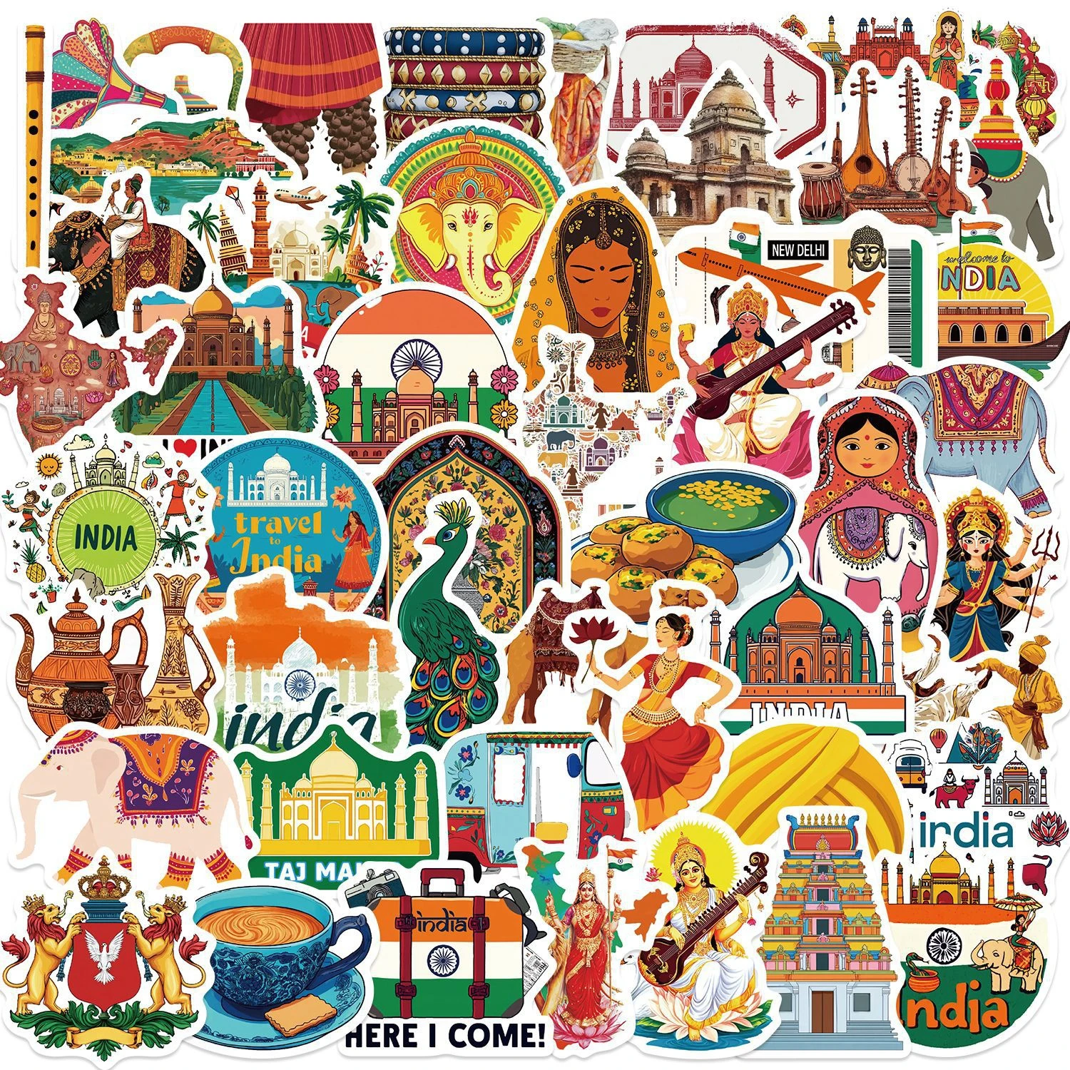 10/30/50pcs Indian aesthetic cartoon Stickers For Suitcase Skateboard Laptop Luggage Phone Car Styling DIY Pegatinas