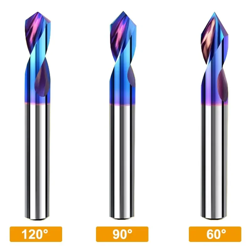 WOY HRC65 Blue Nano-Coating Tungsten Steel Centering Drill 60/90/120 Central Chamfering Cutter CNC Open Pore Position Drill