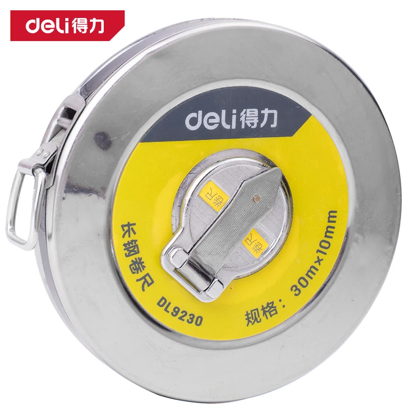 Deli Steel Tape Measure 10m/20m/30m Woodworking Measuring Tools Stainless Steel Shell Multifunction Hand Tools Measuring Tape