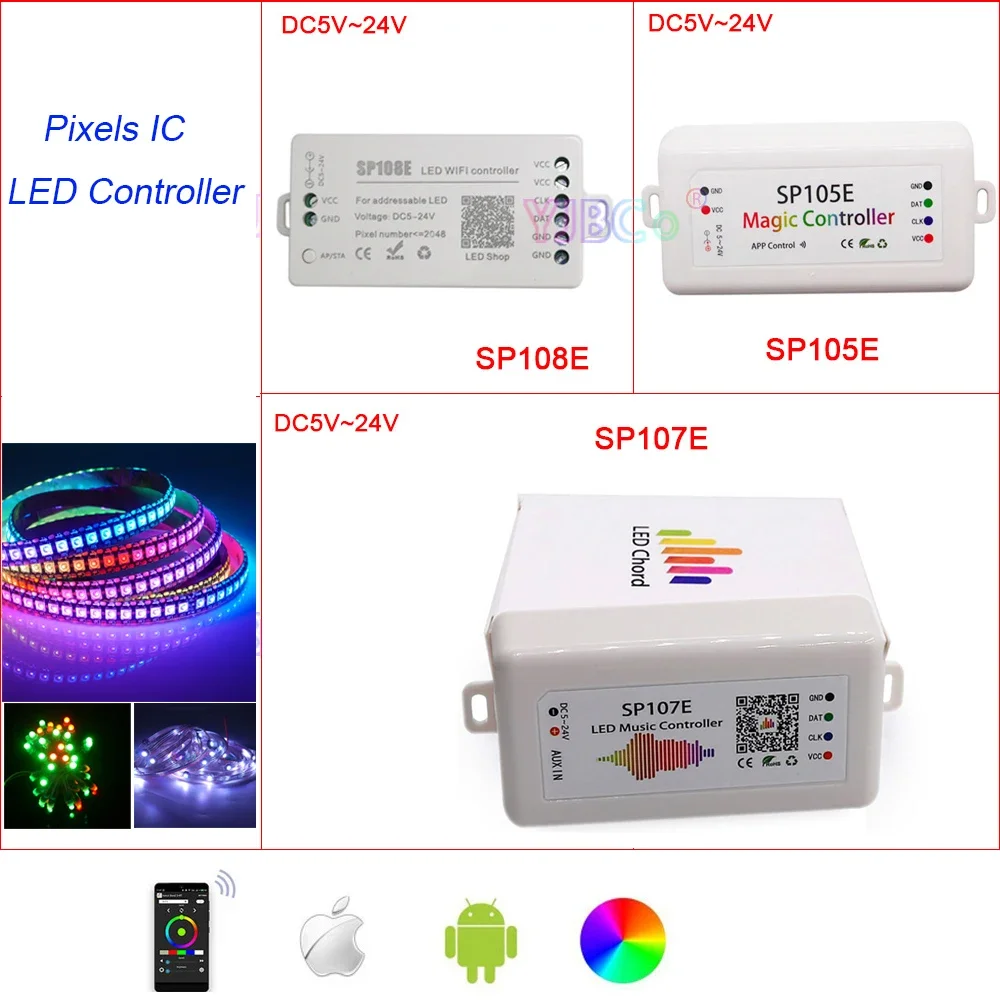 WS2812B WS2815 RGB Pixel IC WiFi LED Controller 5V 12V 24V Vollfarbe Musik Dimmer Magic Schalter für SMD 5050 RGB Streifen Licht