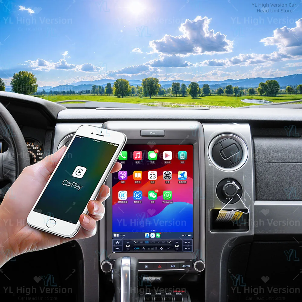 12.1 inch Car Radio Wireless CarPlay For Ford F150 2009-2014 4G GPS Android 14 Head Unit Touch Screen Android Auto Bluetooth 5.0