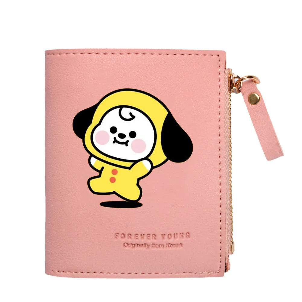 Kawaii BT21 Krótkie małe portfele damskie Urocze etui na karty z kreskówek Dziewczyna Torebka na dowód osobisty Portmonetka Portfele damskie Prezent