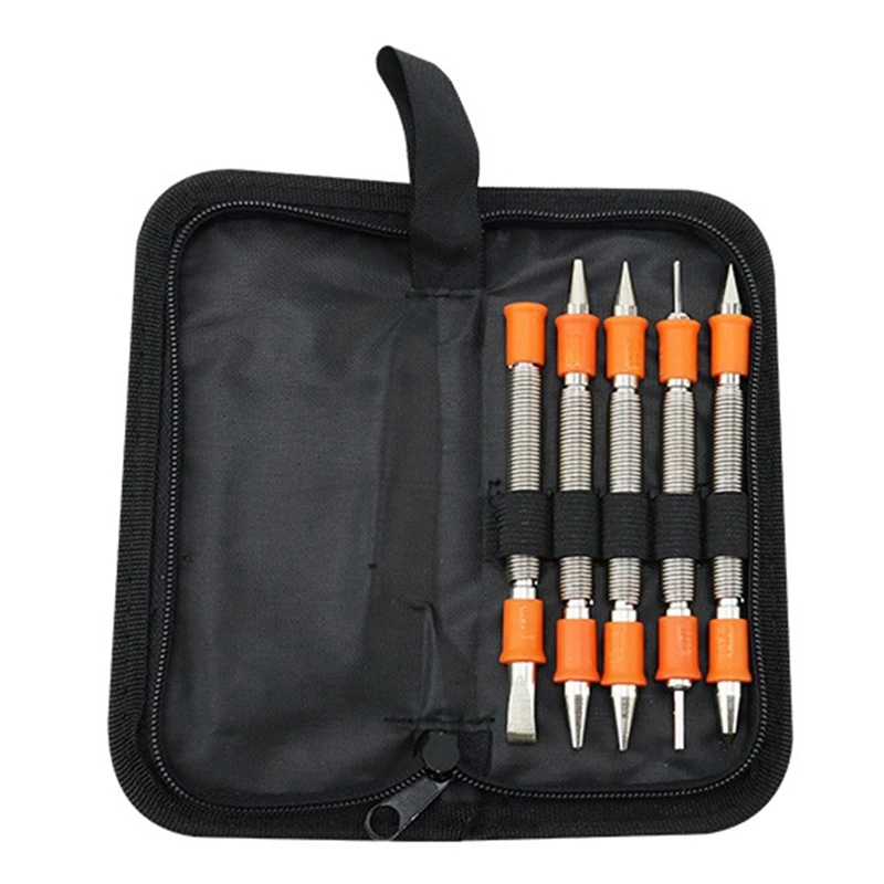 

5Pcs Metal Working Set, Dual Head Combo Nail Setter & Dual Head Center Punch & Hinge Pin Remover Punch Set Easy To Use