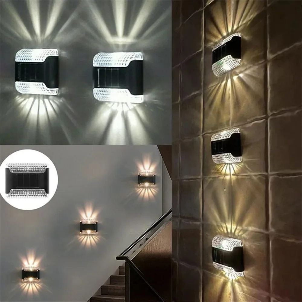 4 قطعة أضواء الحديقة الشمسية أضواء لدرجات السلم في الهواء الطلق سطح السفينة خطوة درابزين جدار فناء حديقة درج ساحة درب مسار الضوء 2025 رمضان