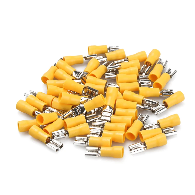 50Pcs 2.8mm 4.8mm 6.3mm Insulated Seal Spade Wire Connector Female Crimping Terminals Electrical Crimp Terminal Set