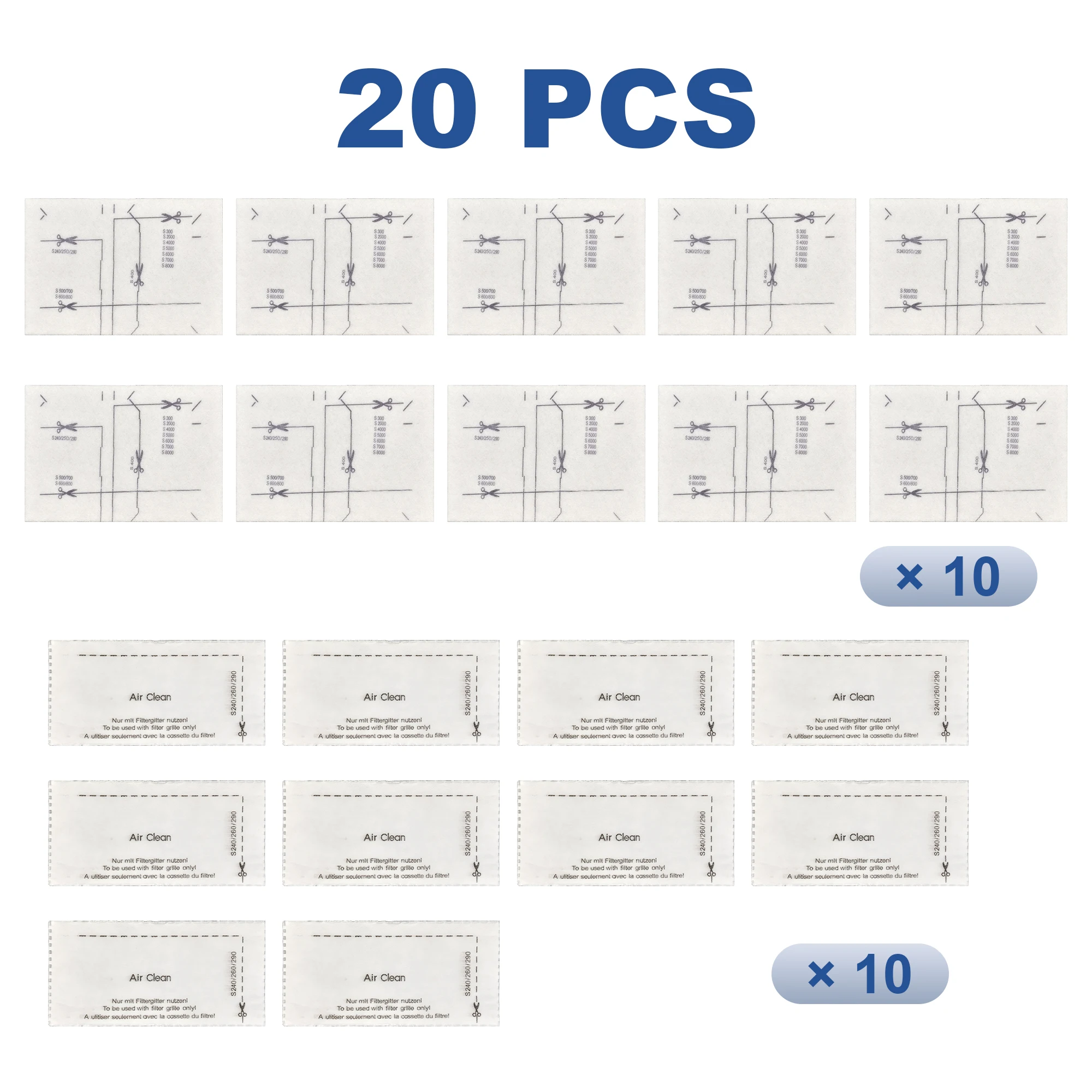 20 Stück passend für Miele-Filter zum Staubsauger. 10 Luftreinigungsfilter und 10 Vormotorfilter
