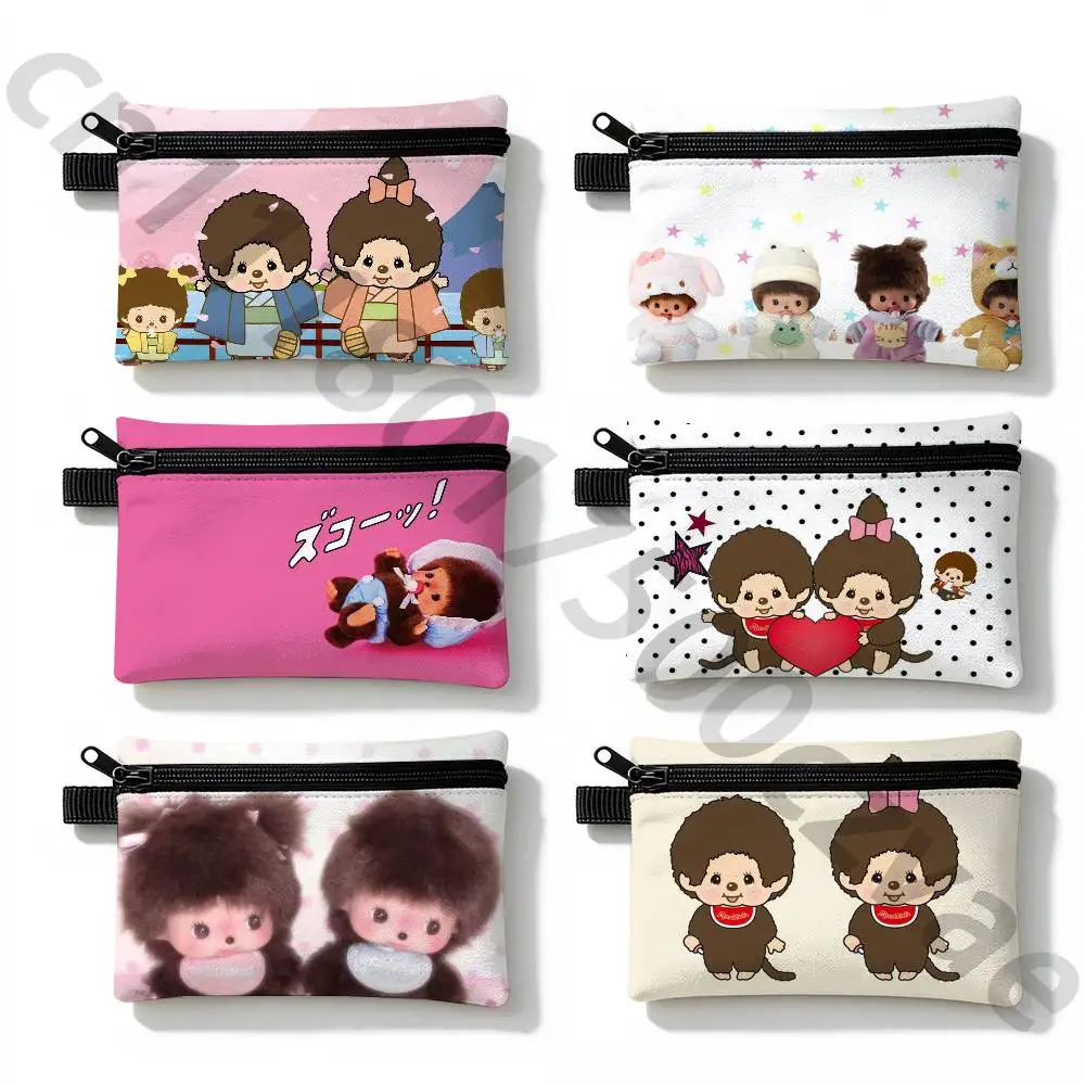 Cute M-monch-hichis  Waterproof Zipper Coin Purse Lightweight Hanging Key Pouch Card Holder For Daily Use