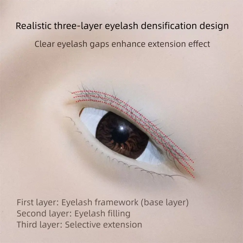Painting Makeup Practice Skin Eyelash Extension Practice Head Silicone 3 Layers Lashes Bionic Skin Practice Board Liftable