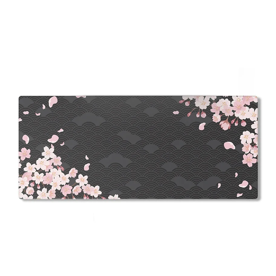 Pink Cherry Blossom Mousepad Hazakura Large XXL Gaming Mouse pad Gamer 900x400 Computer Deskmat Black Scale Art Mouse Mat