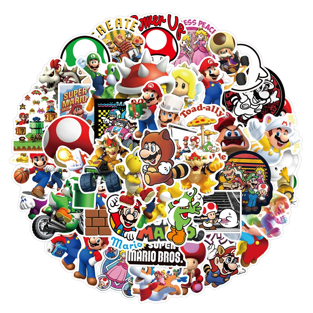 10/30/50/100PCS Anime Game Super Mario Bros Stickers Graffiti for Kids DIY Guitar Helmet Car Waterproof Sticker Fun Classic Toys