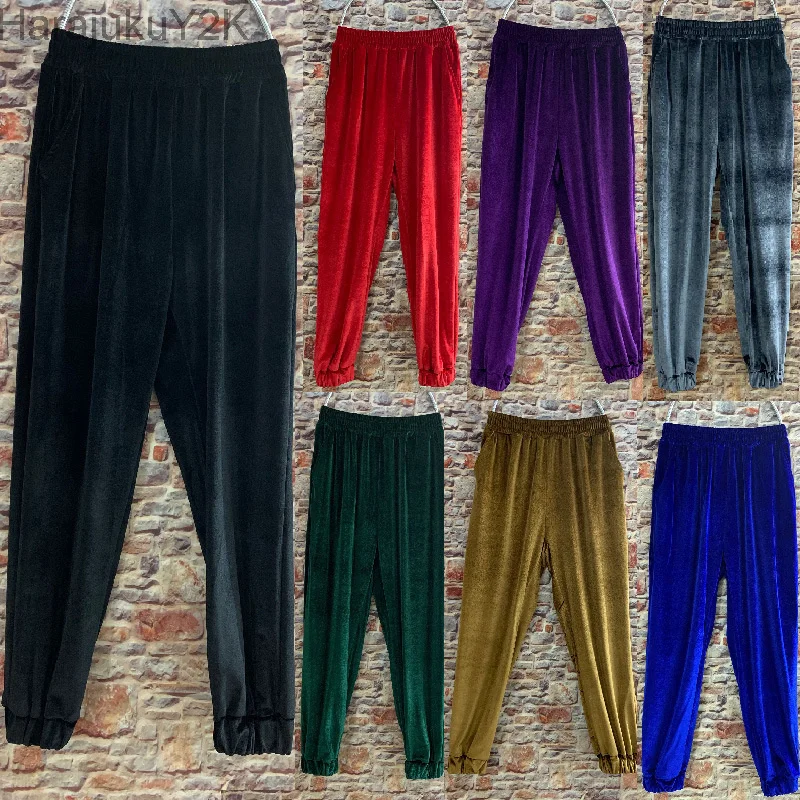 

Winter New Women's Velvet Velour Joggers Soft Stretch Warm Sweatpants Pants With Pockets 7colors