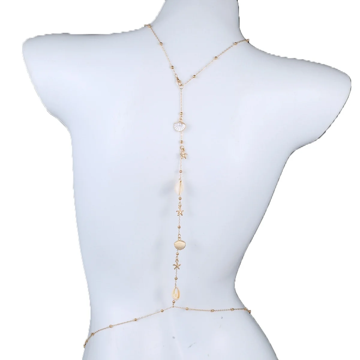 Sommerlicher Muschel-Seestern-Anhänger-Choker mit Taillenkette für Damen – Böhmischer Strandurlaub Seestern Party Körperschmuck – Detail 15