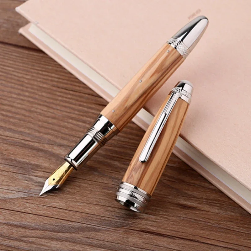 MAJOHN Final Craftsman M1000 Handmade Solid Wood Pen Rivet Fritillaria Top Bead BOCK Gold Plated F Tip Writing Practice Pen
