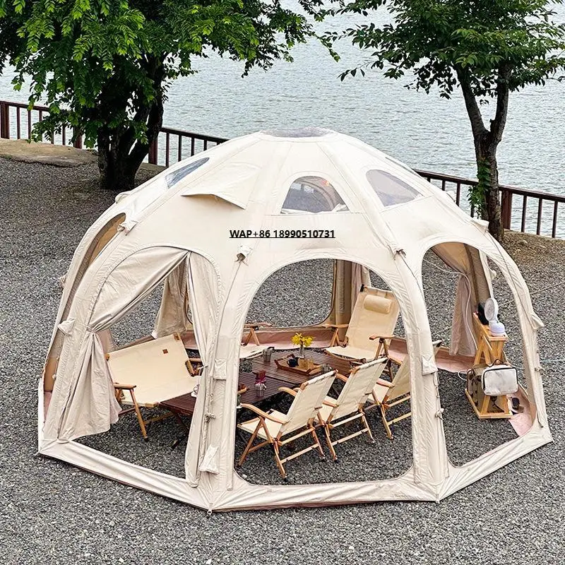

Air Tent Inflatable Camping Tent Waterproof PVC Four-Season Spherical Panoramic Transparent Starry Sky Two Bedrooms Living Room