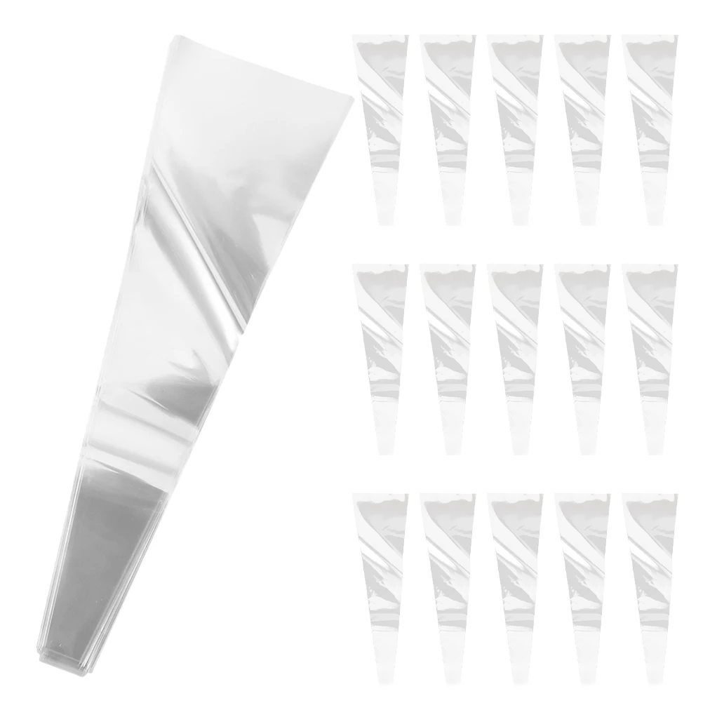 

50pcs Transparent Flower Bouquet Bags 4*13*45cm Single Rose Sleeves Decorative Packaging Valentine Florist Supplies