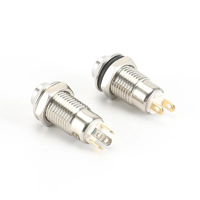 6/8/10mm Stainless Steel Metal Push Button Switch with LED Indicator, Latching/Momentary Options