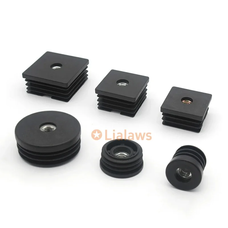 10 Buah Sumbat Kaki Mur Plastik Persegi/Bulat Hitam M6 M8 M10 dengan Sisipan Lubang Mur Topi Penutup Pipa Steker Tabung Kaki Furnitur