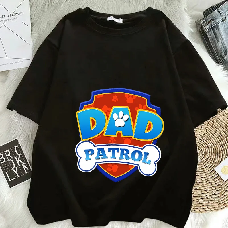 باو باترول تي شيرت أمي أبي القطن المحملة الصيف قصيرة الأكمام الرجال النساء الأسرة مطابقة الملابس بابا ماما حفلة عيد ميلاد مضحك هدية #2