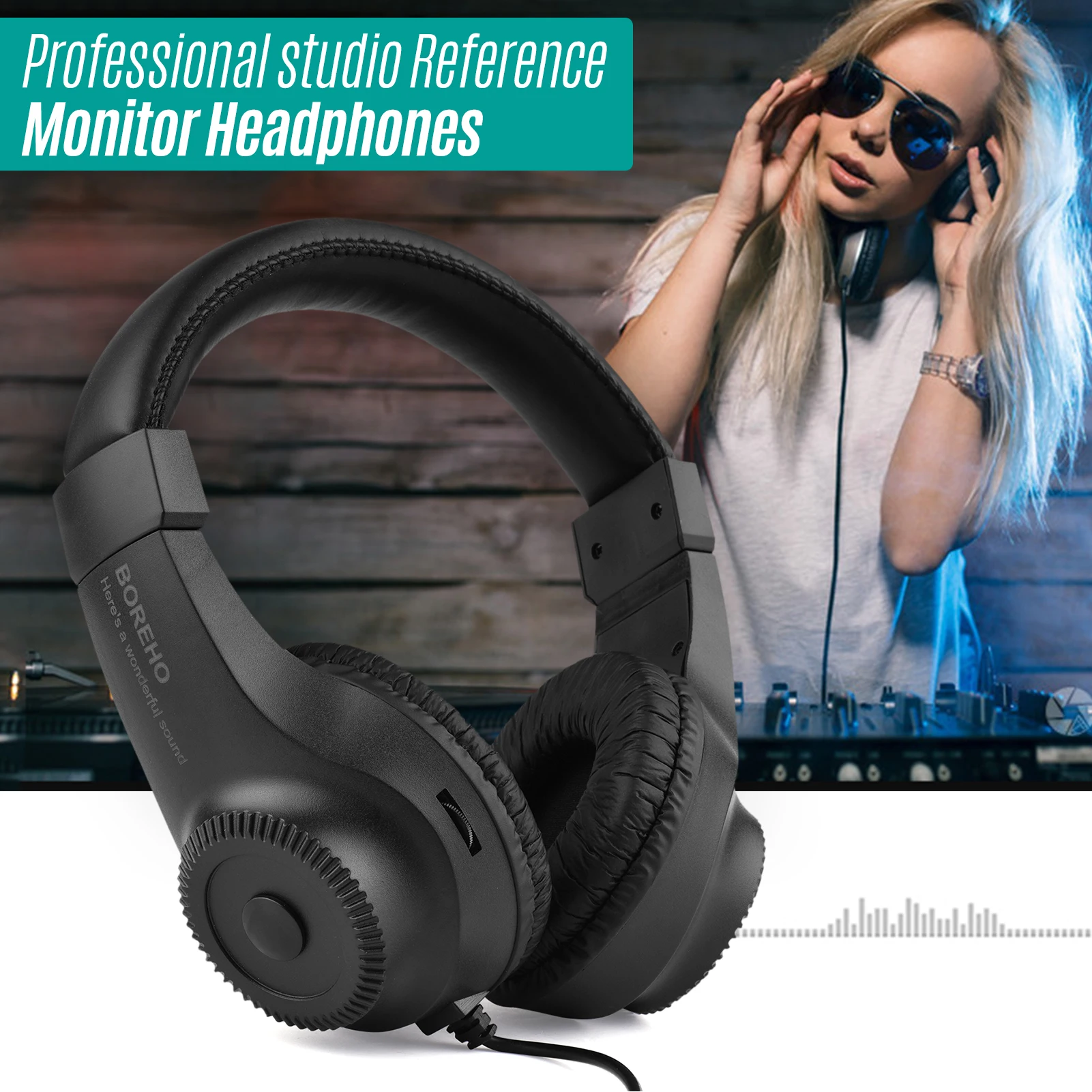 Wired Studio Headphones 6.5mm Plug Self-adjusting Headset Audio Monitor Stereo for Guitar Recordin Monitoring Gaming Playing