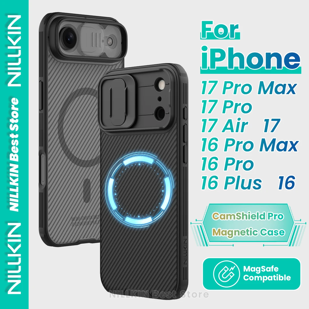 

Nillkin For Iphone 17 Pro Max 17 Air 17 Pro 17 16 Pro Max 16 Plus 16 Pro 16 Magsafe Case Slide Camera Cover PC+TPU Phone Cover