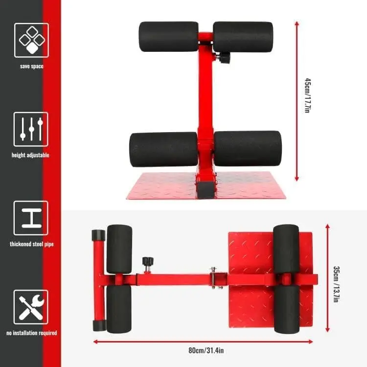 Sissy Squat Machine Adjustable Height, Protective Foam Thick Steel Fitness Home Gym