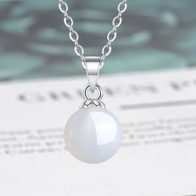 Halskette aus 925er-Sterlingsilber für Damen, natürlicher Achatstein, Hotan-Jade, Hochzeitsschmuck, Verlobungsanhänger, Party-Geschenk, fein – Detail 9