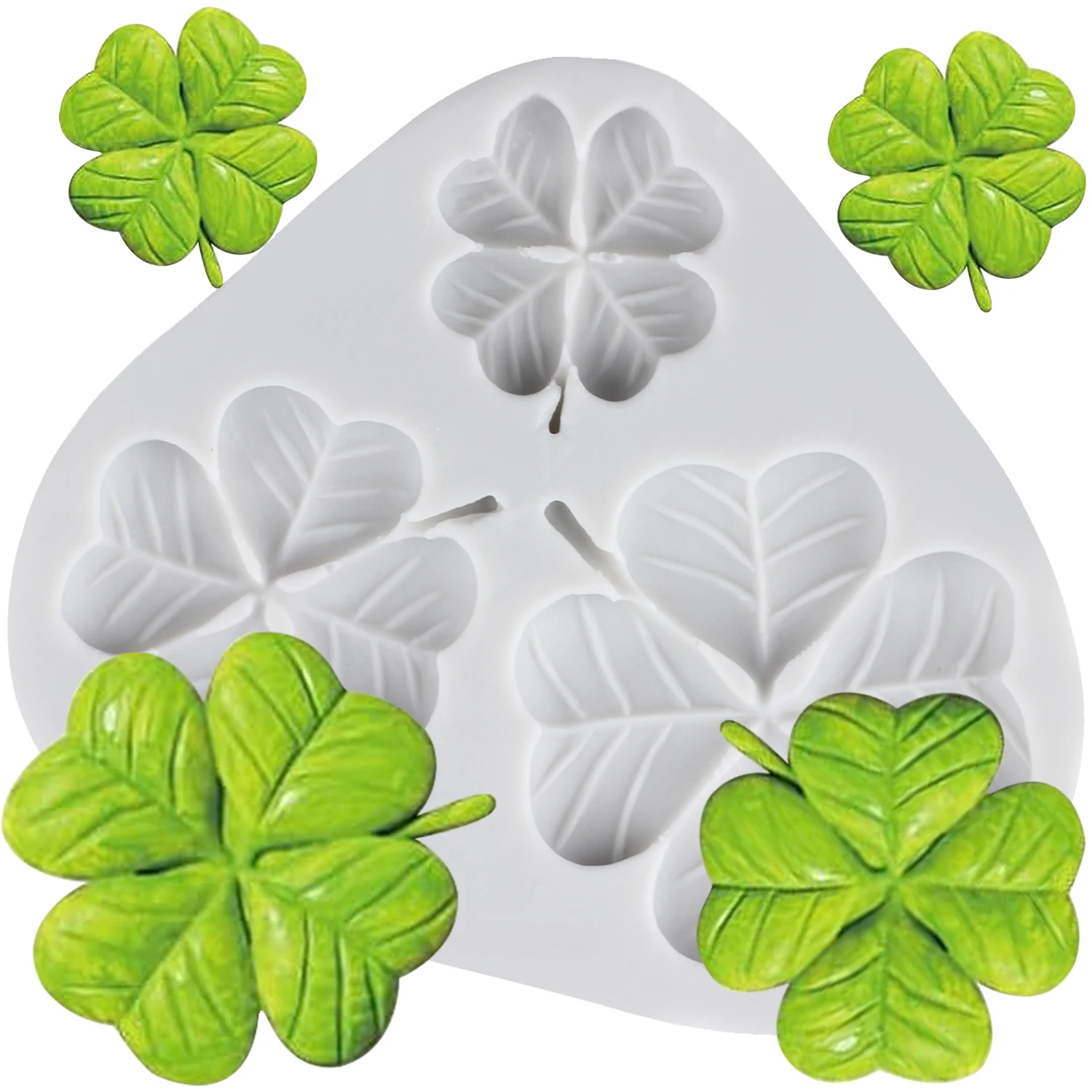 

Four Leaf Clover Silicone Molds Leaf Fondant Cake Decorating Tools Cupcake Topper Candy Craft Gum Paste Polymer Clay