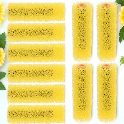 10Pcs 4 Inch Texture Sponge Paint Roller Brush for Wall Art Embossed Pattern Drywall Ceiling Painting Refillable Textured Foam