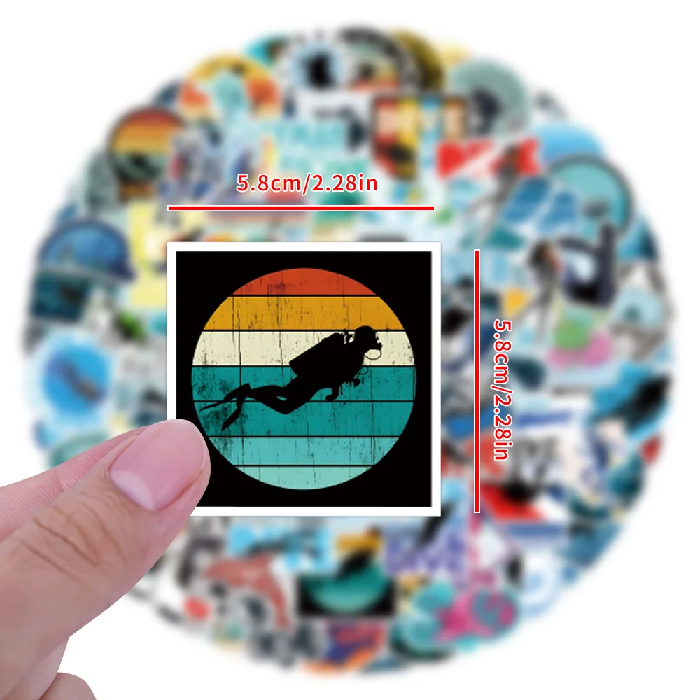 10/55/110PCS Diving Cartoon Stickers Sports Graffiti Sticker DIY Luggage Laptop Phone Car Bike Skateboard Decals Kids Toy