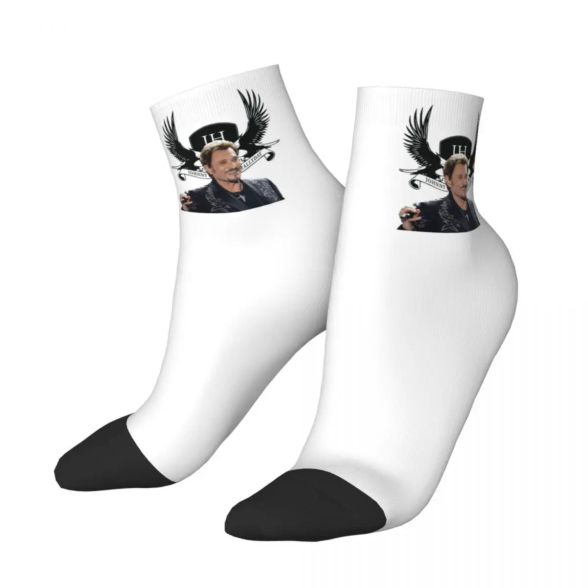 Favorite Johnny Hallyday French Rock Star Ankle Socks Male Mens Women Summer Stockings Polyester