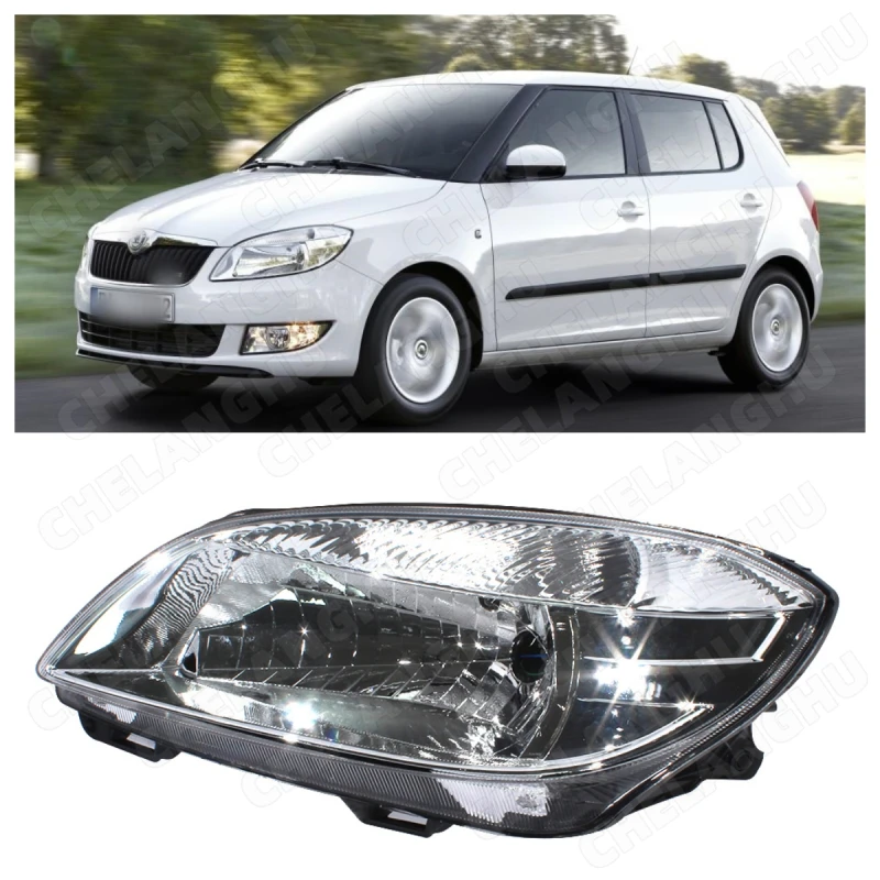 

1Pair Front Headlight For Skoda Fabia 2007 2008 2009 2010 2011 2012 2013 2014 Car