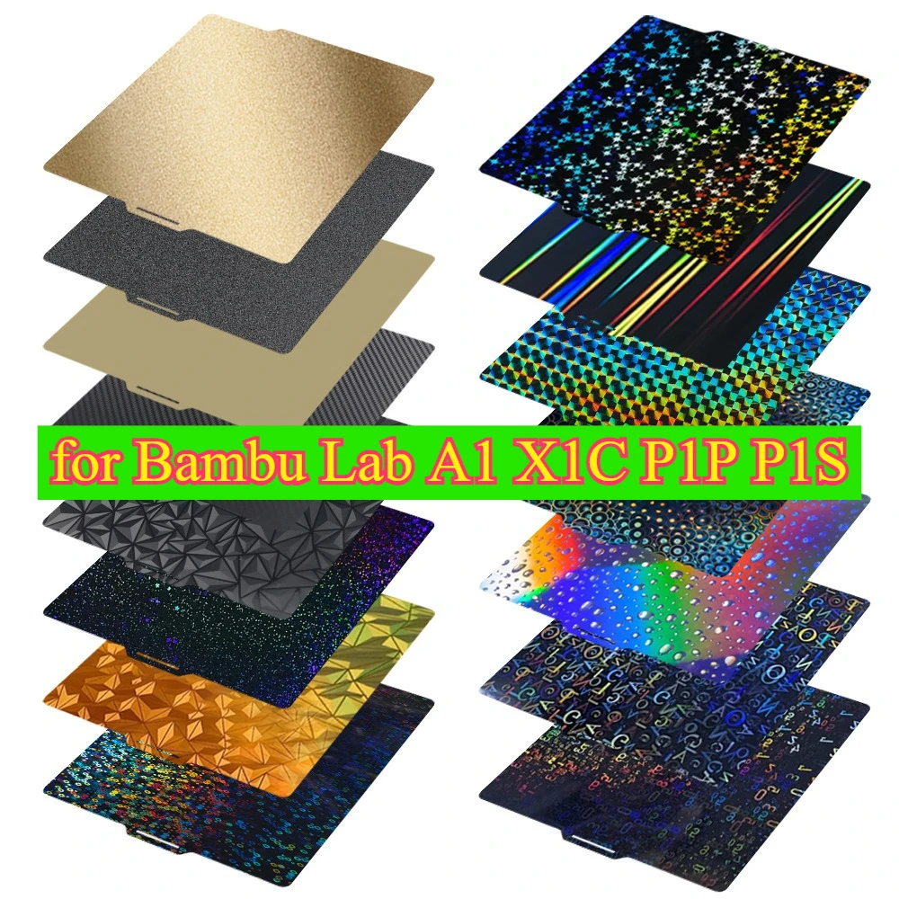 

【Upgrade PEI】for Bambu Lab Plate A1 X1C P1P P1S Build Plate PET PEO PEY PEI 257x257 Spring Steel Sheet Build Plate 3d Printer