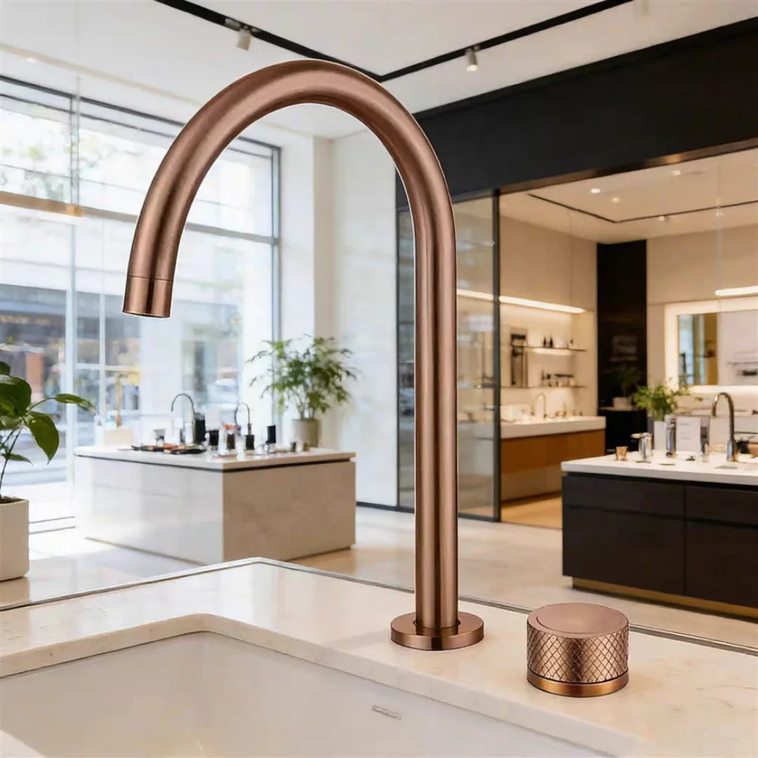 Brass Brushed Gold Bathroom Faucet Two-Hole Widespread Basin Faucet Black Rotating Sink Faucet Grey Water Faucet Lavatory Faucet