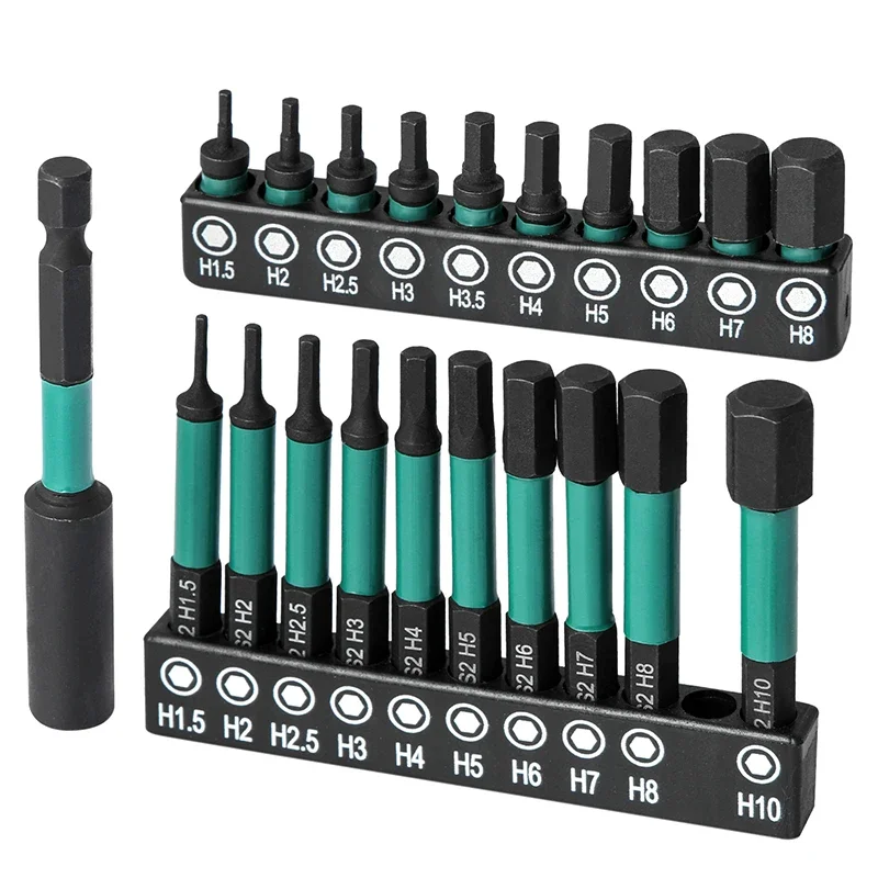 20Pcs Allen Wrench Drill Bit with 1Pc Holder 25mm 60mm Hex Bit Set Magnetic Hex Screwdriver Bit