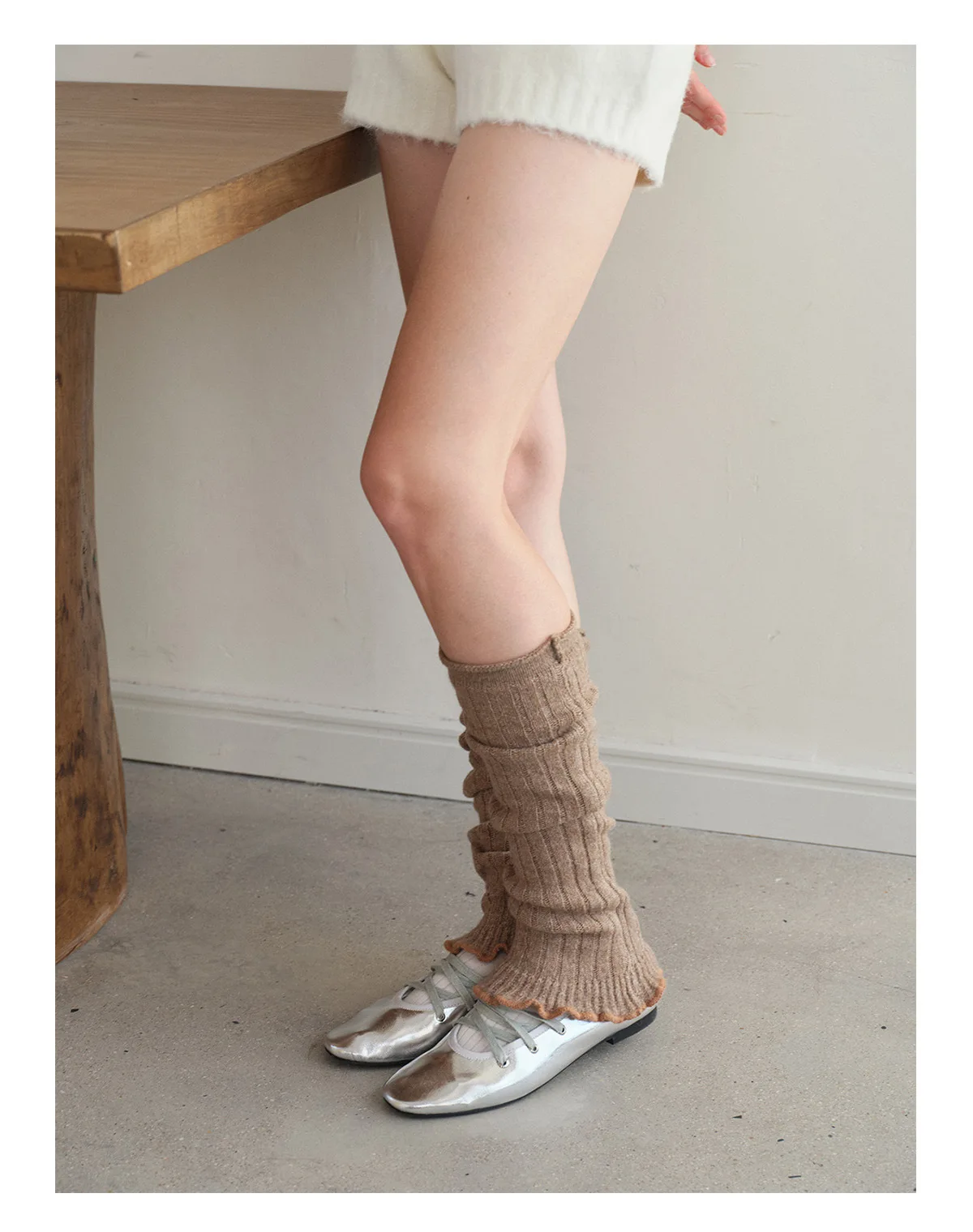 مزيج الصوف الباليه نمط الدانتيل متماسكة تدفئة الساق النساء Y2K JK فتاة منتصف العجل ترهل الجوارب الشتاء الزي