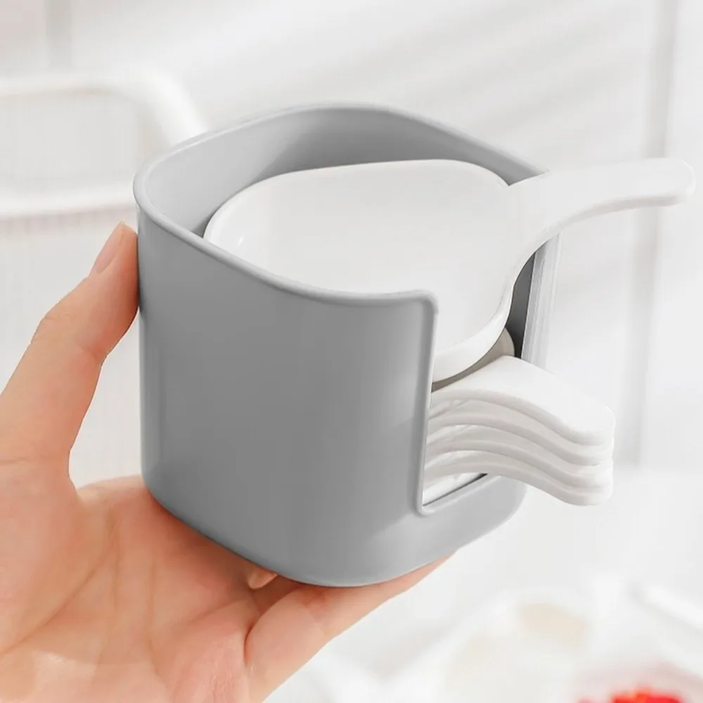 7PCS/SET Plastic Sauce Dish Set with Storage Rack Stackable Dipping Dish Set Square Portable Seasoning Dish Food Dipping