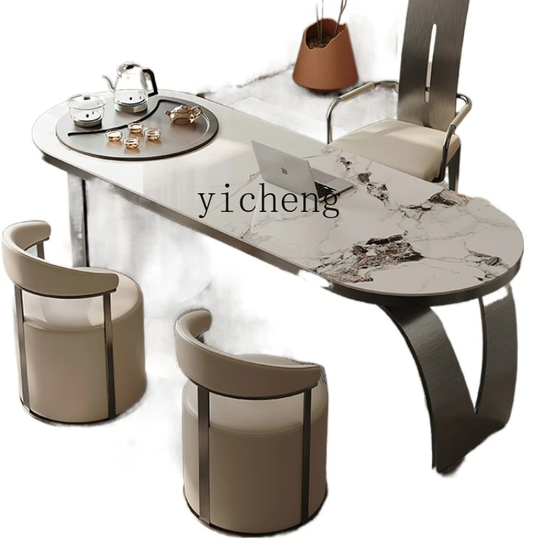 

XL Kombucha Table and Chair Combination Stone Plate Tea Table Light Luxury Tea Making Table Tea Table Writing Desk