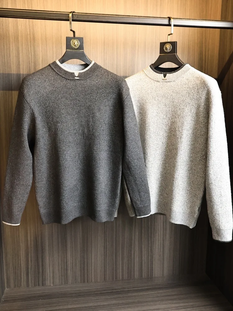 

Мужской трикотаж на подкладке Fce, удобный трикотаж Thi Warm Faion Ci Sle Long Sve, круглый пуловер Ne, чистый цвет, осень-зима